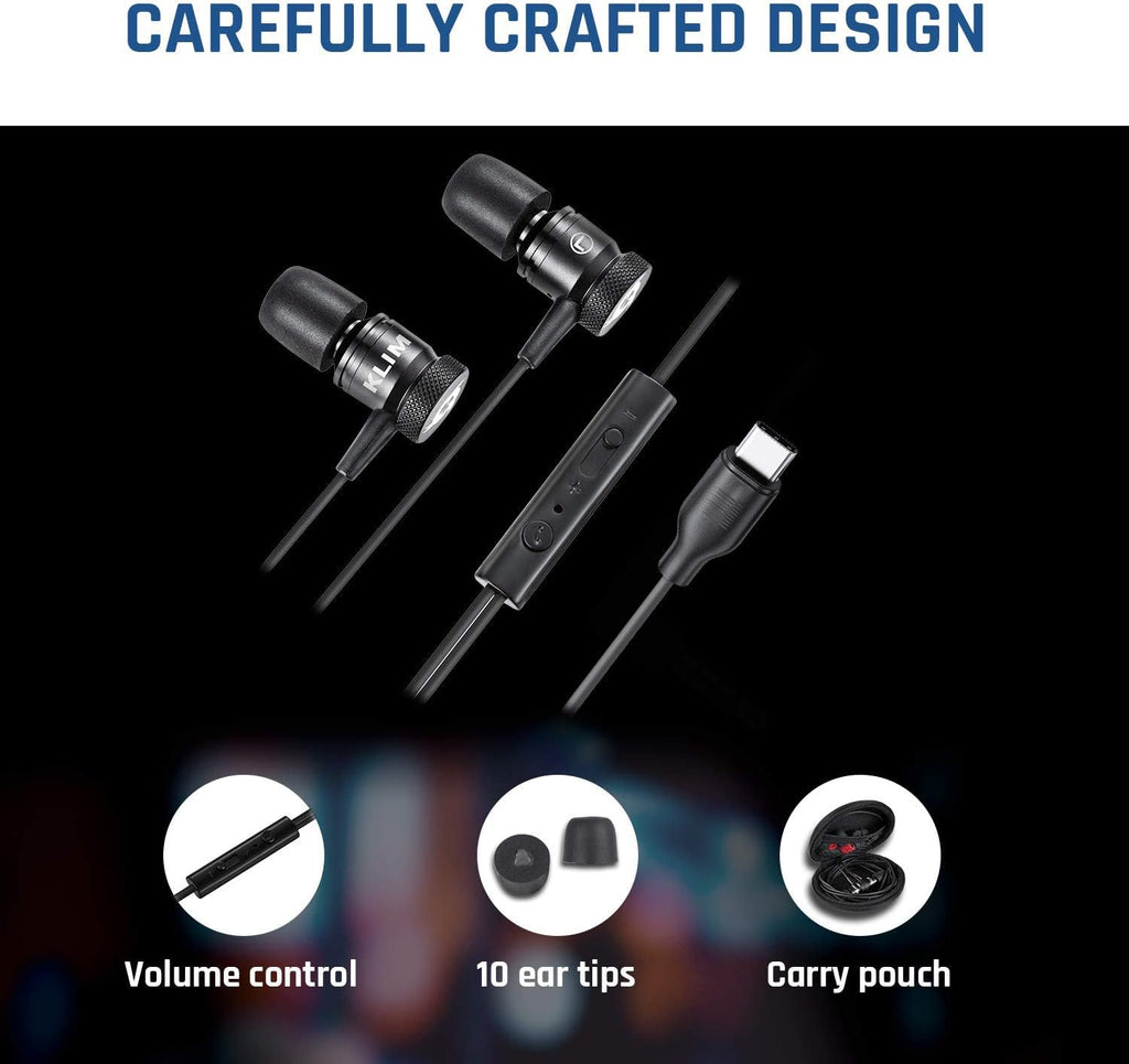 Experience Ultimate Sound with Fusion C - Premium USB-C Earbuds with Microphone, Long-Lasting Durability, and Memory Foam Comfort - Perfect for Music and Gaming - Black