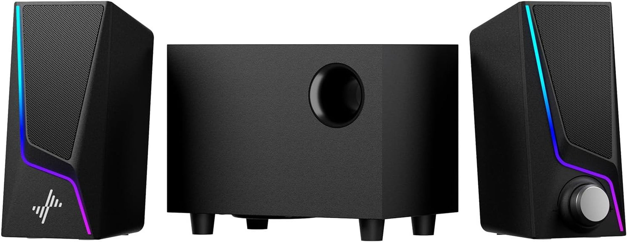 Experience Immersive Sound with Nylavee 2.1 Computer Speakers and Subwoofer – Hi-Fi Audio with 6 Dynamic Lighting Modes