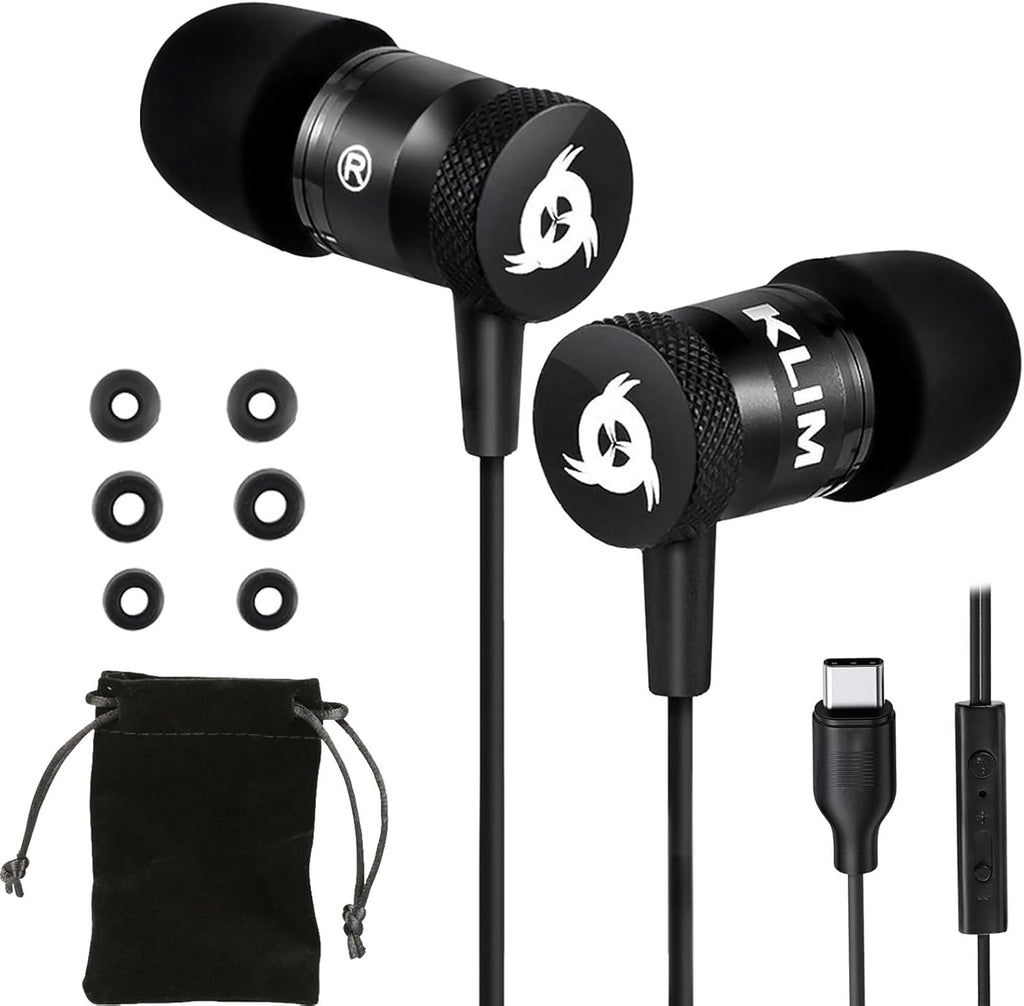 Experience Ultimate Sound with Fusion C - Premium USB-C Earbuds with Microphone, Long-Lasting Durability, and Memory Foam Comfort - Perfect for Music and Gaming - Black