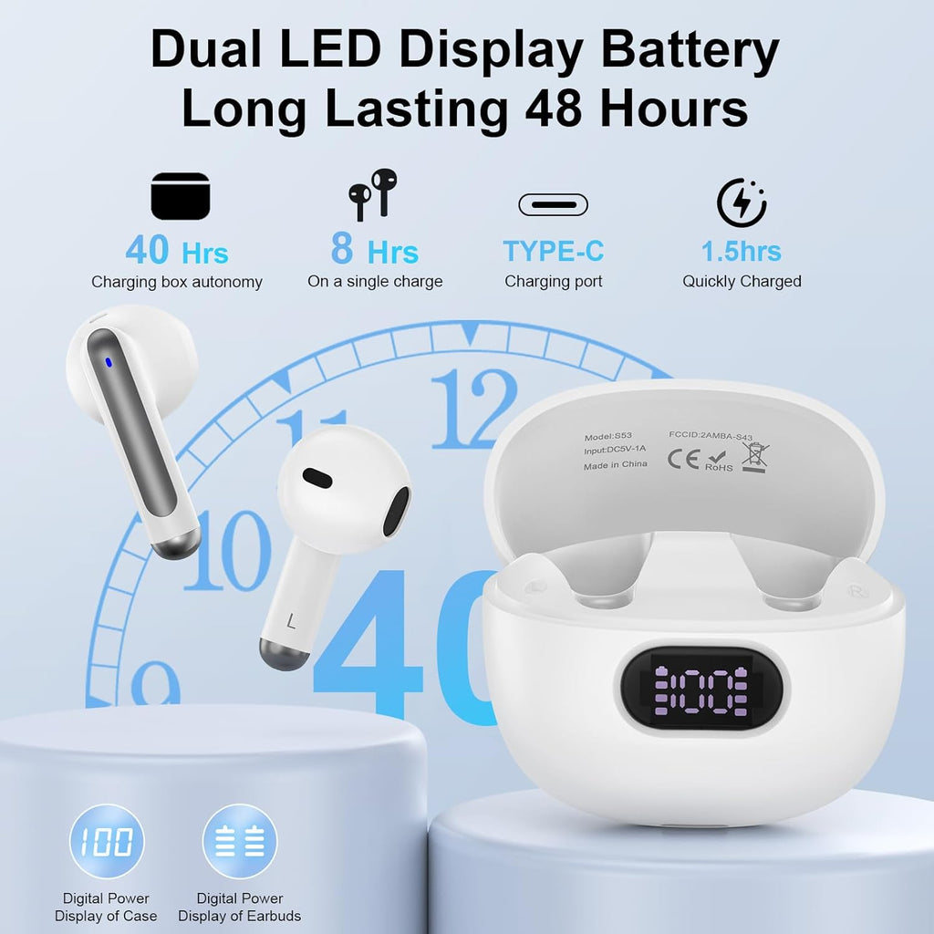 Premium Wireless Earbuds with Bluetooth 5.3 - Perfect for iPhone 16 Series and Beyond!