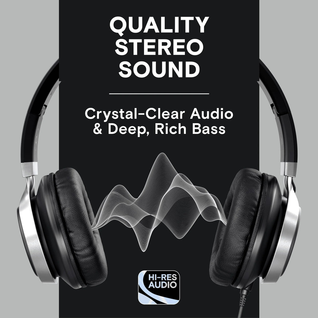 Experience Ultimate Comfort and Sound with the CL750 On-Ear Wired Headphones - Perfect for Sports and Everyday Use in Black