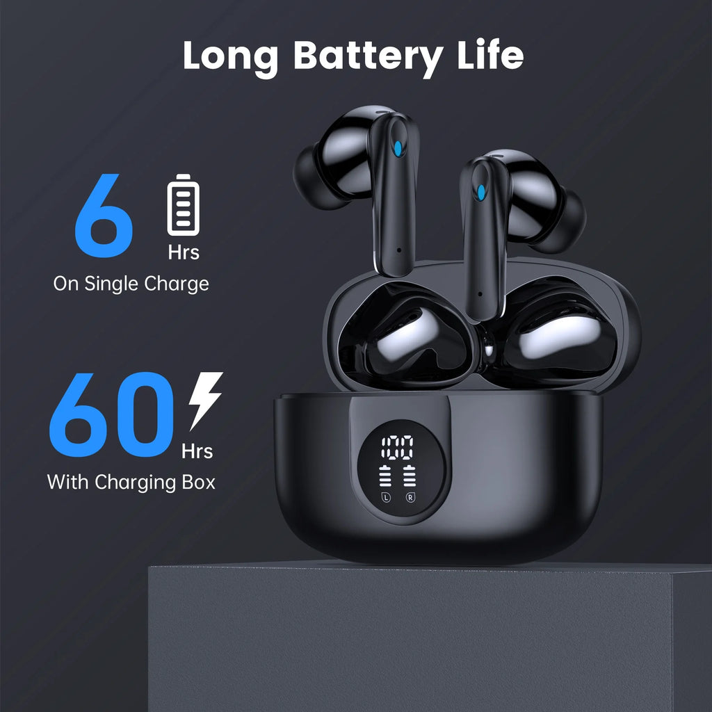 Experience Unmatched Sound with Veatool P91 Wireless Earbuds – Bluetooth 5.4, 60H Playtime, Noise Cancelling, and IP7 Waterproof Design for Ultimate Comfort