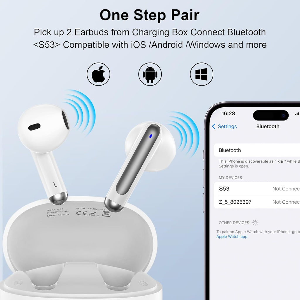 Premium Wireless Earbuds with Bluetooth 5.3 - Perfect for iPhone 16 Series and Beyond!