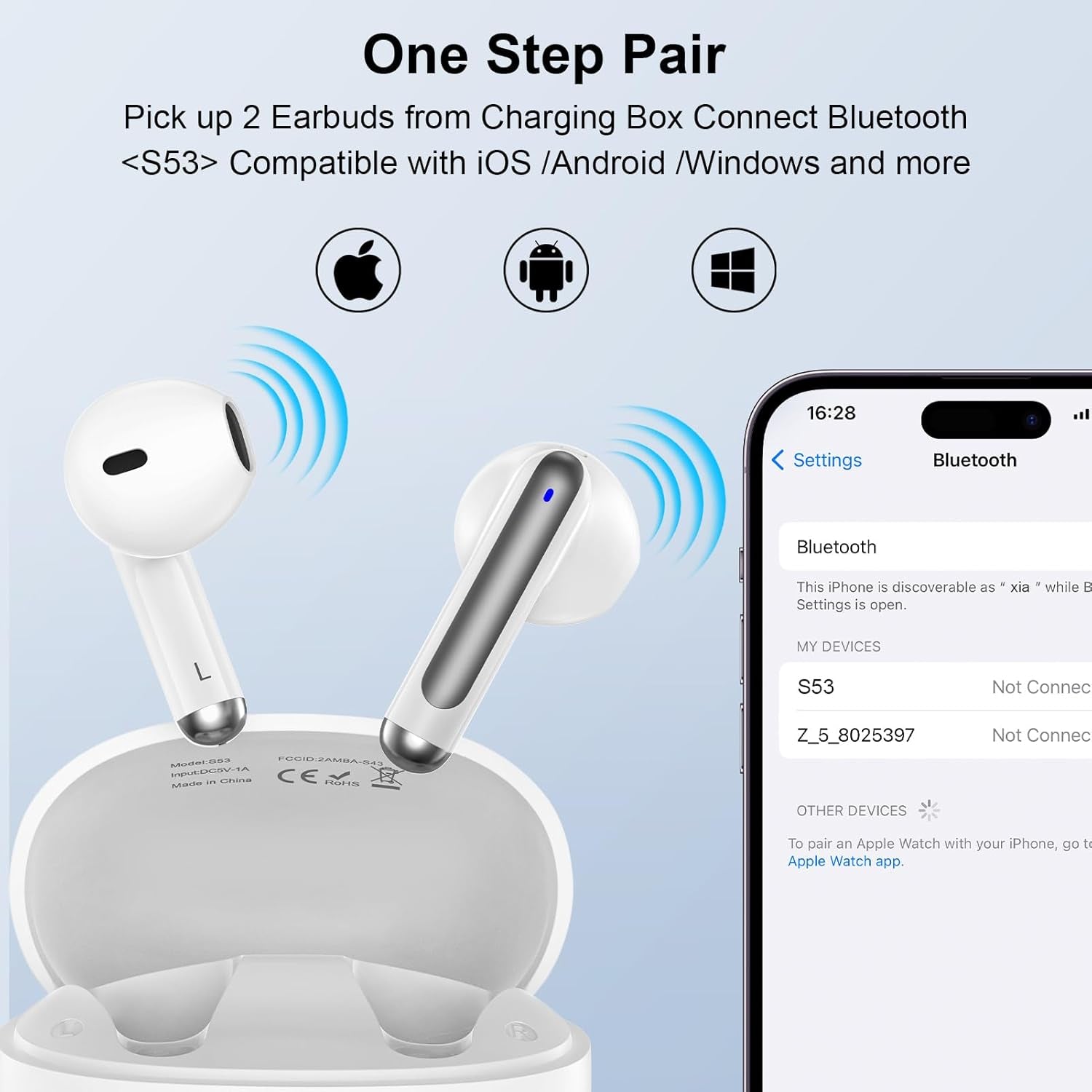 Premium Wireless Earbuds with Bluetooth 5.3 - Perfect for iPhone 16 Series and Beyond!